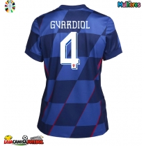 Camisa de Futebol Croácia Josko Gvardiol #4 Equipamento Secundário Mulheres Europeu 2024 Manga Curta